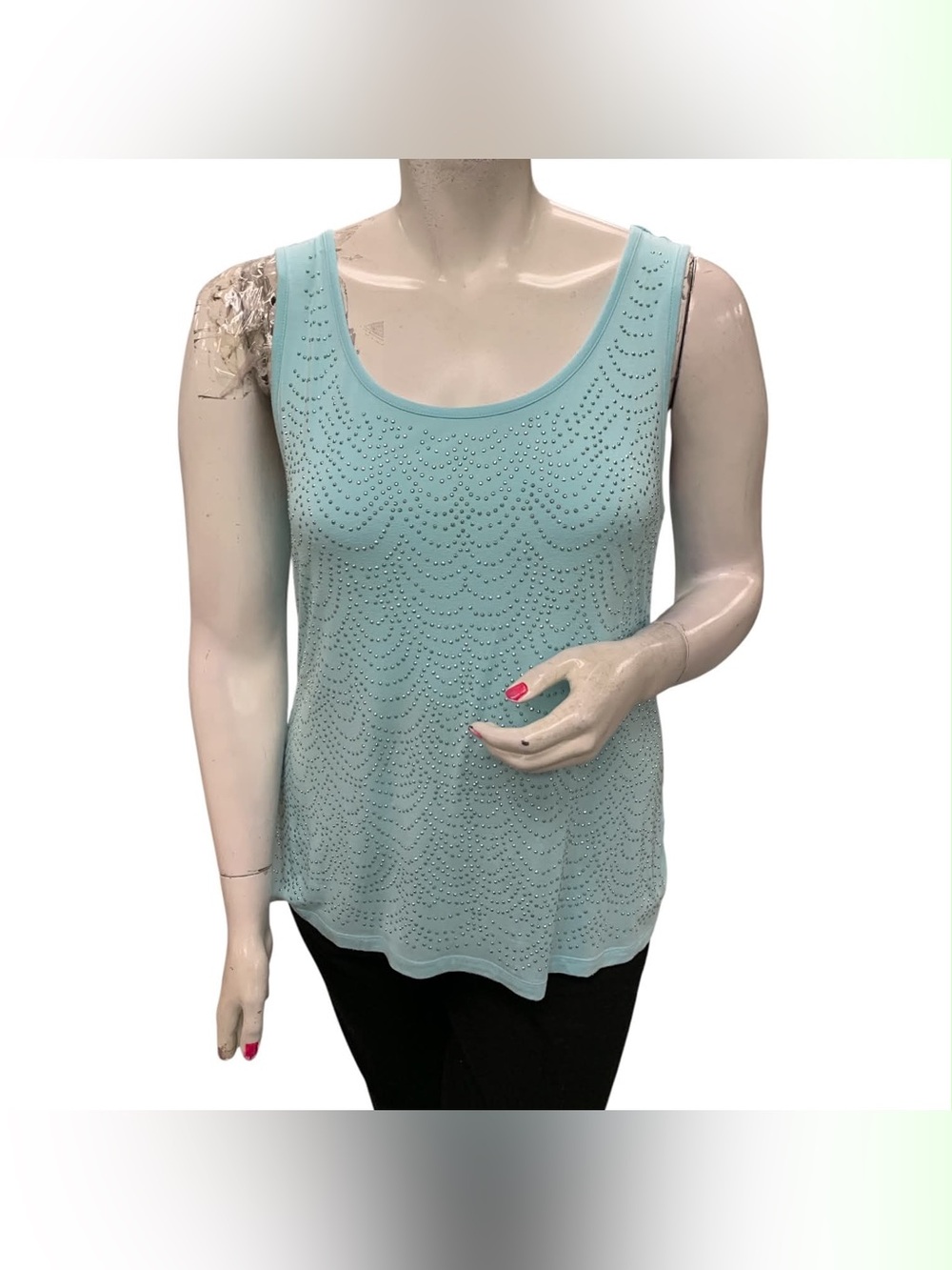 Reitmans Mint Blue Scoop Neck Eyelet Tank Top Size XL